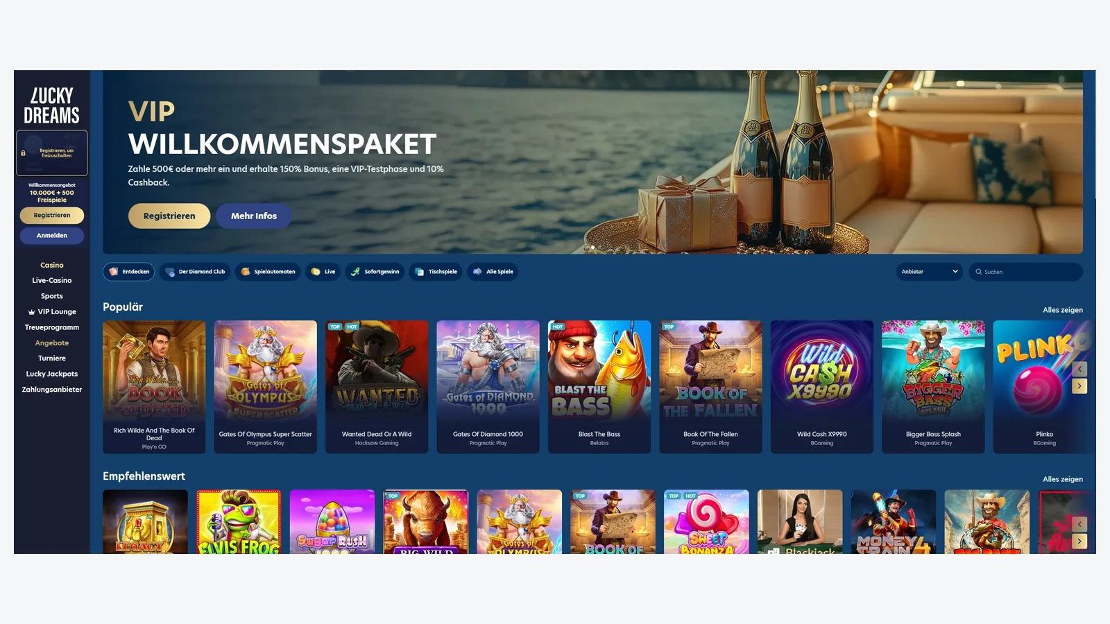 Lucky Dreams — Beste Casinos ohne deutsche Lizenz – Top Anbieter 2026 im Vergleich
